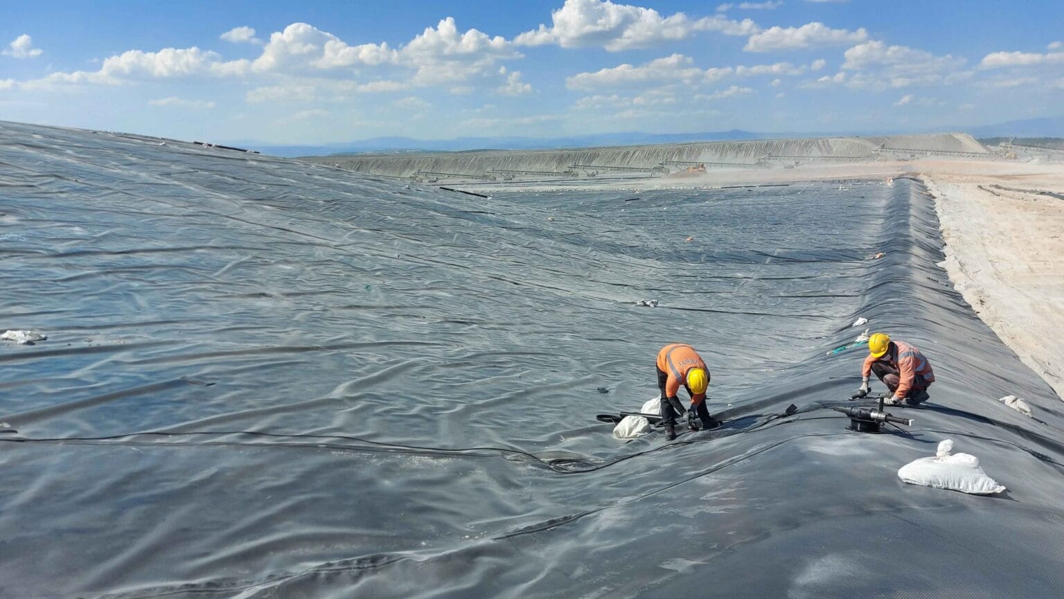 Geomembrane welding work at Kışladağ Gold Mine heap leach pad